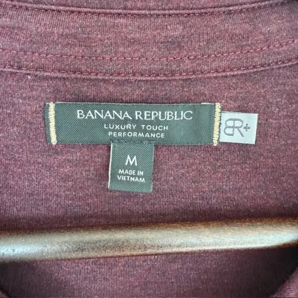 Banana Republic Burgundy Luxury Touch Performance Long Sleeve Polo - Medium